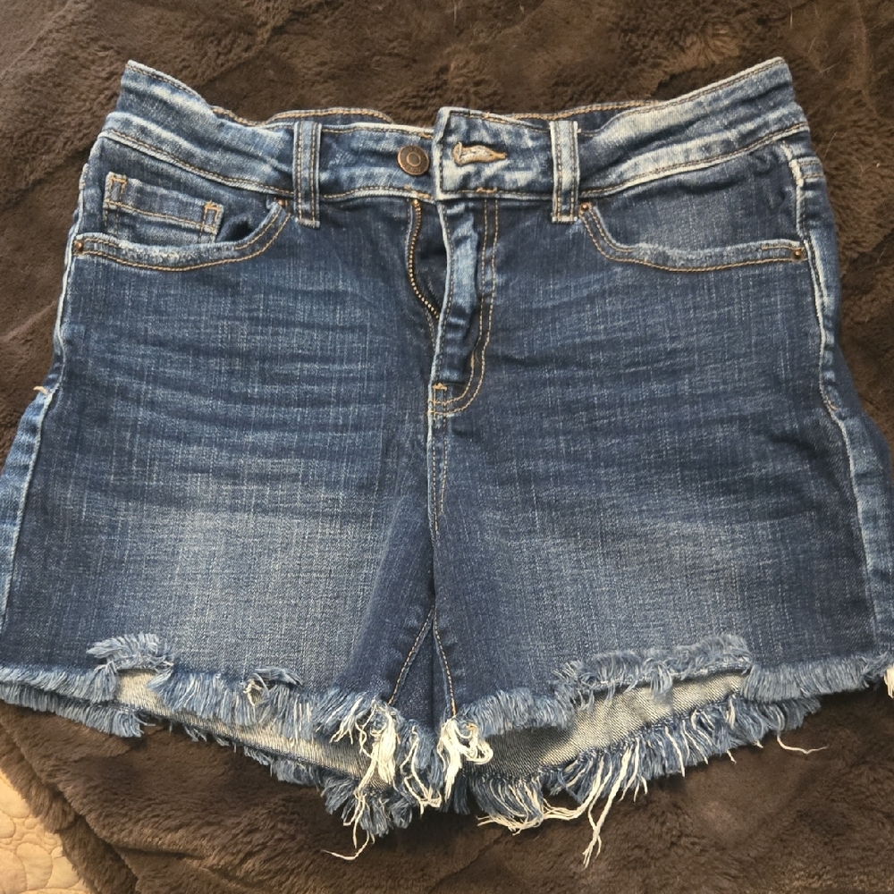 Zenana Outfitters Blue Jean Shorts Distressed Frayed Hem